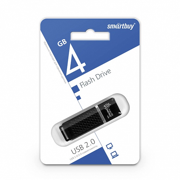 USB накопитель Smart Buy 4Gb Quartz (черный)