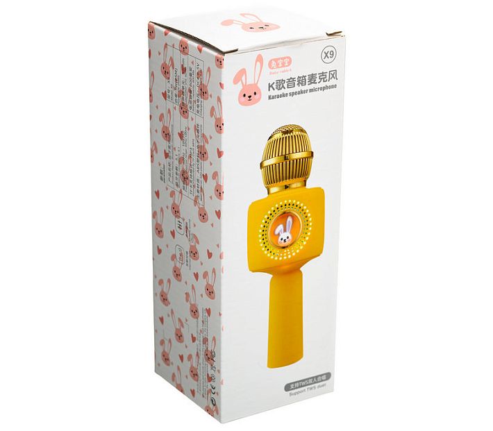 Караоке Микрофон беспроводной X9 (Baby Rabbit) (розовый)